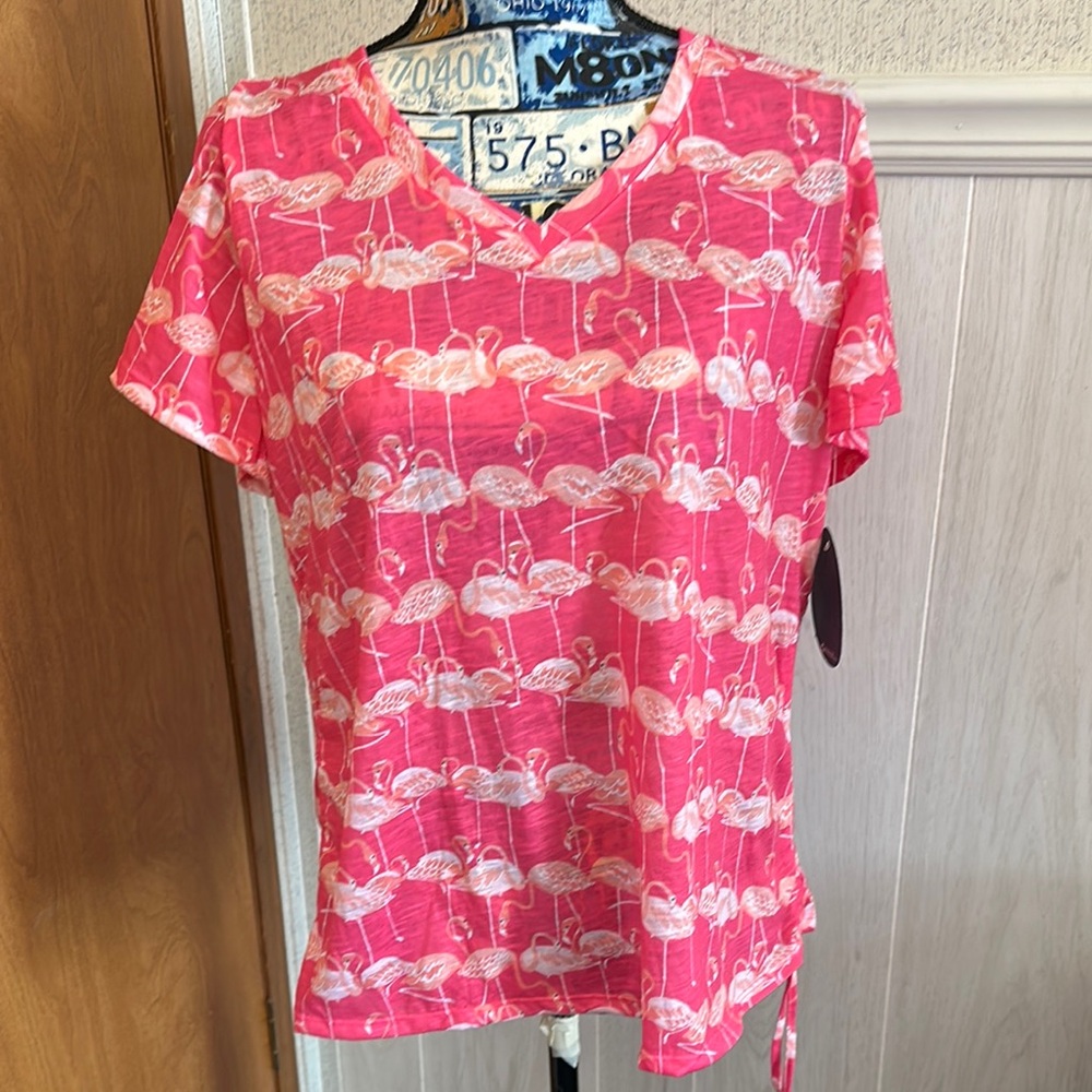 Casey Key Pink Flamingo Print Women's Top